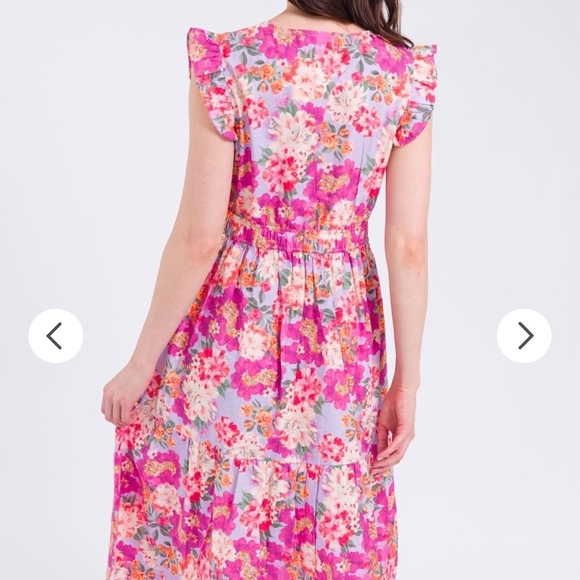 Ruffle Butts Pink Floral Midi Dress - Picture 3 of 5